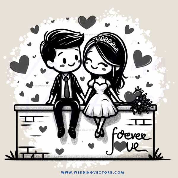 wedding couple sitting on bench
