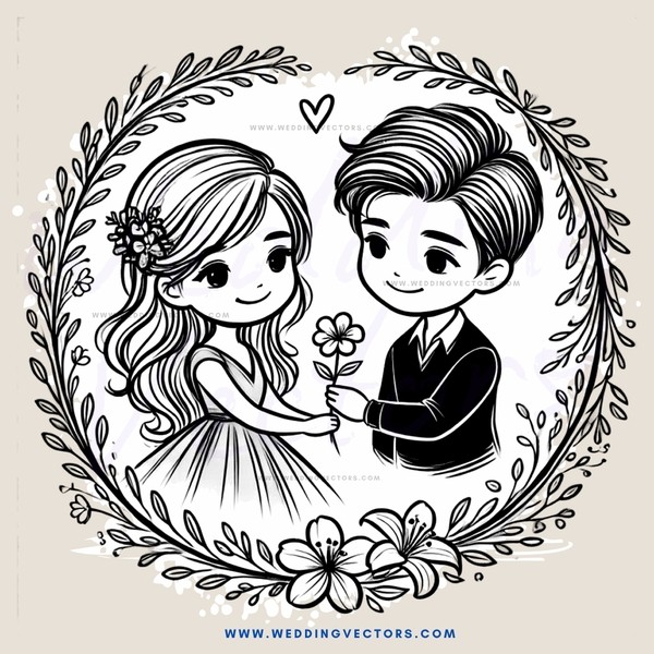 a boy and girl standing in a circle holding hands