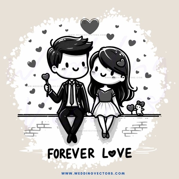 forever love cartoon sketch