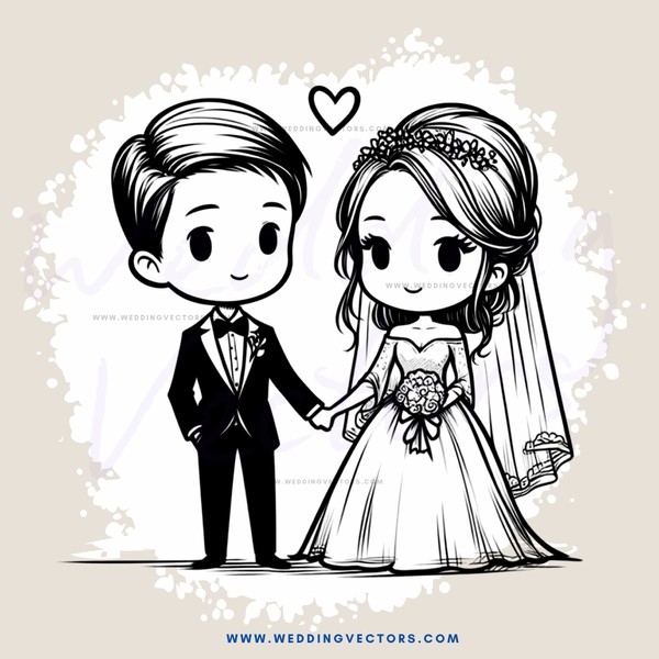 a couple in black and white wedding attire
