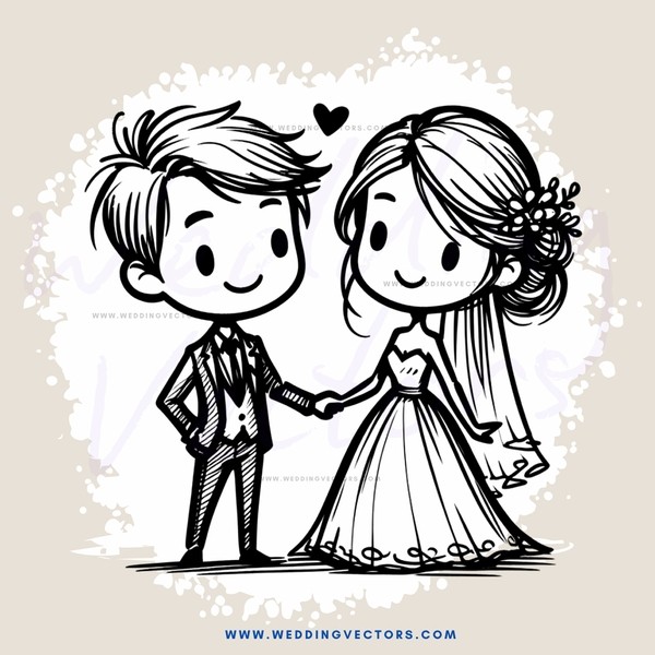 a bride and groom in black and white