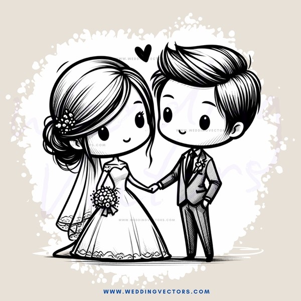 wedding couple cartoon picture