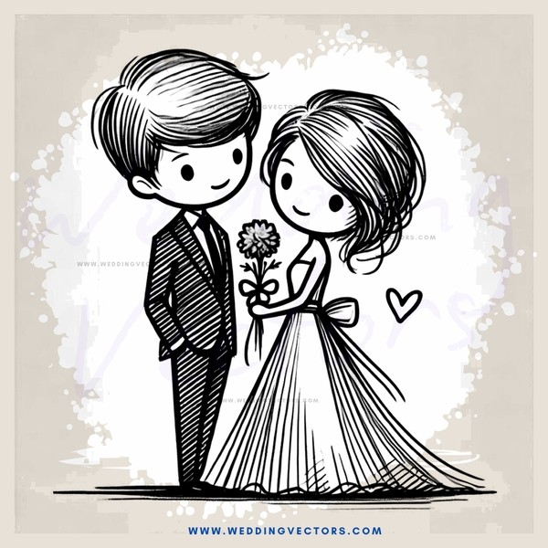 a boy holding a flower and girl on his right