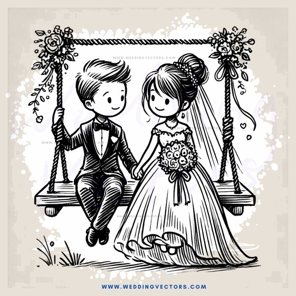 engaged couple on swing set