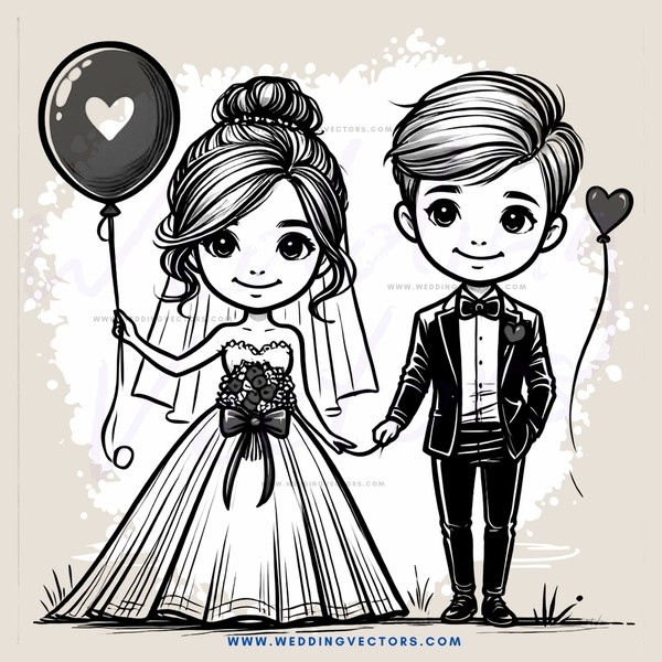 the bride and groom are holding hands