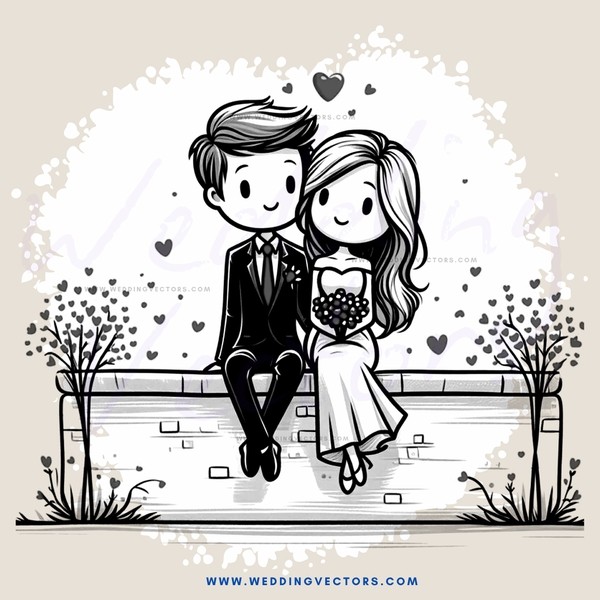 a boy and girl sitting on a bench with flowers
