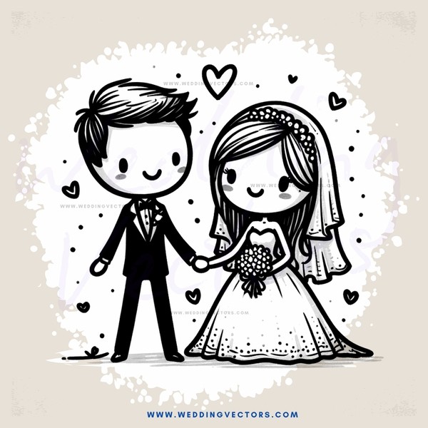 a newlywed couple holding hands
