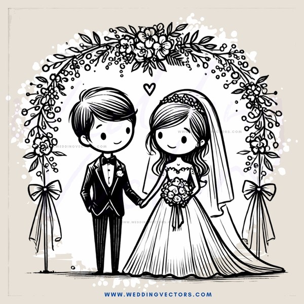 a bride and groom with their hands joined