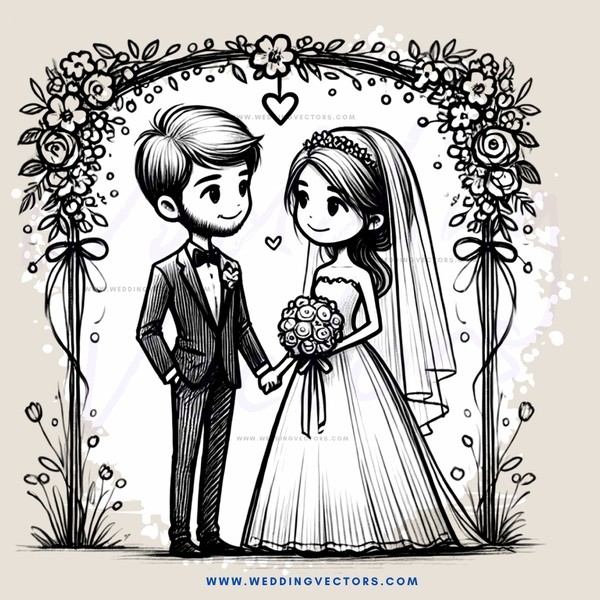 wedding couple portrait in black and white