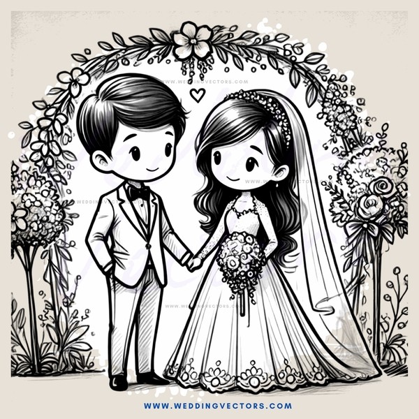 couple standing under an arch