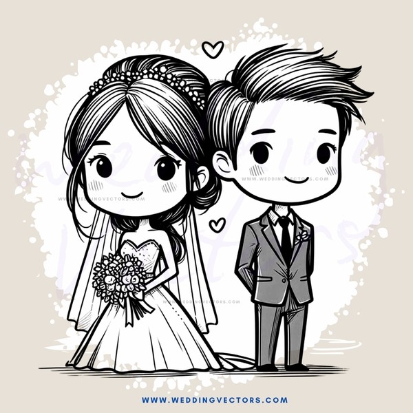 a bride and groom standing together
