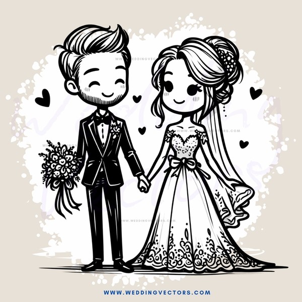 the bride and groom in black and white