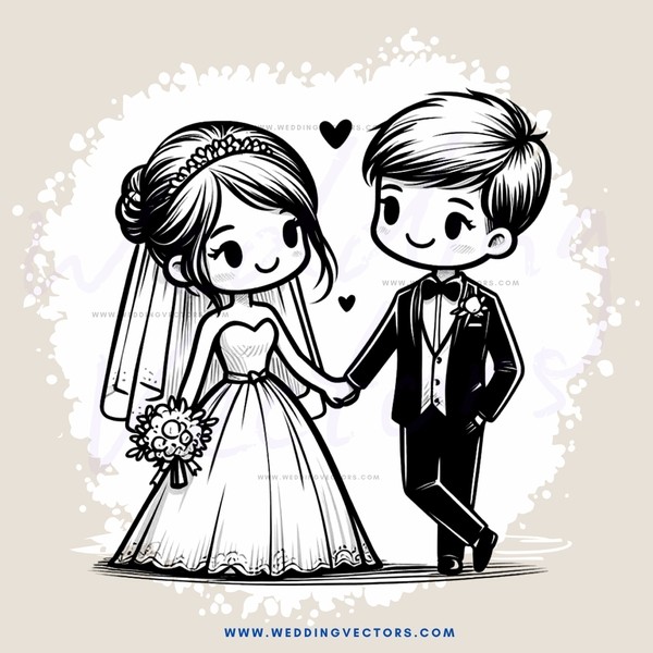 groom and bride cartoon