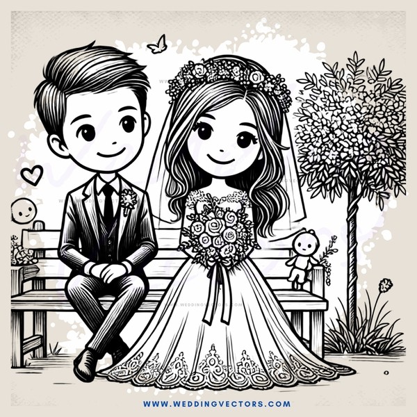a couple sitting on a bench getting married