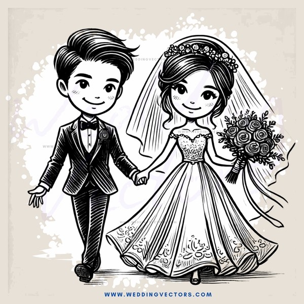 a black and white wedding picture