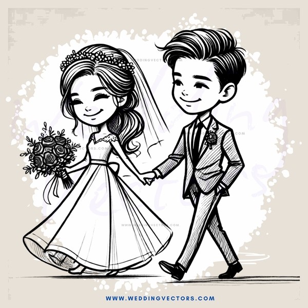a bride and groom walking together