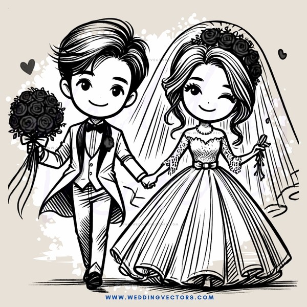 a boy and girl on their wedding day