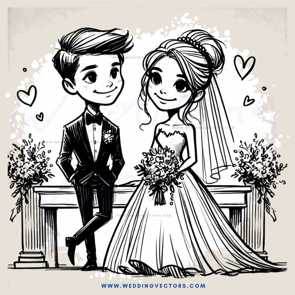 a wedding scene in black and white