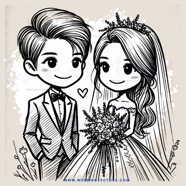 groom and bride smile at their flowers