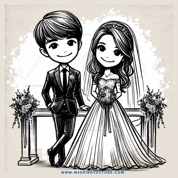 groom and bride standing together