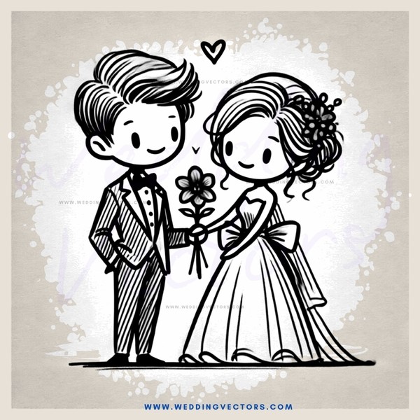a boy and girl holding flowers