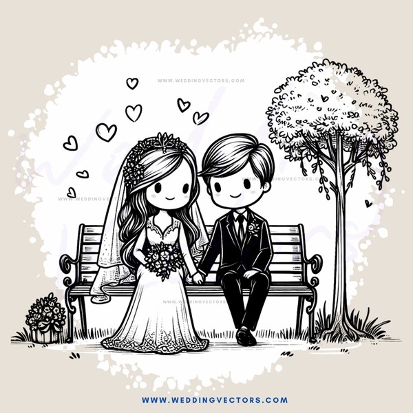 a couple sitting on a bench in front of a tree