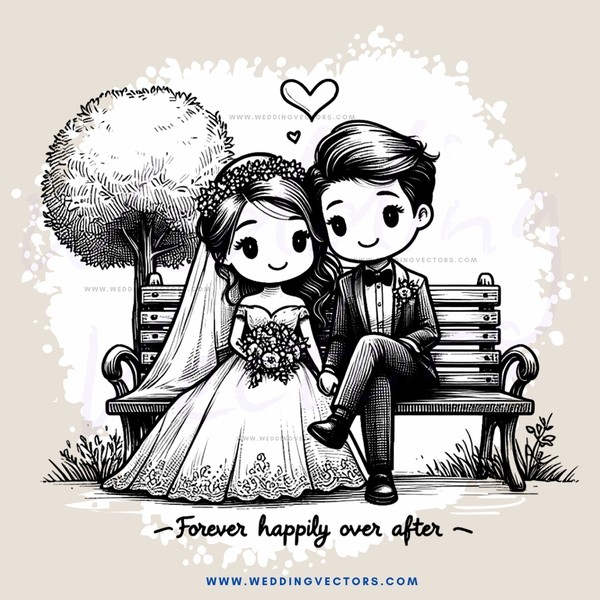 a couple sitting on a bench with a tree in the background