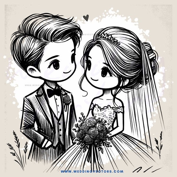 wedding portrait of a bride and groom in black & white