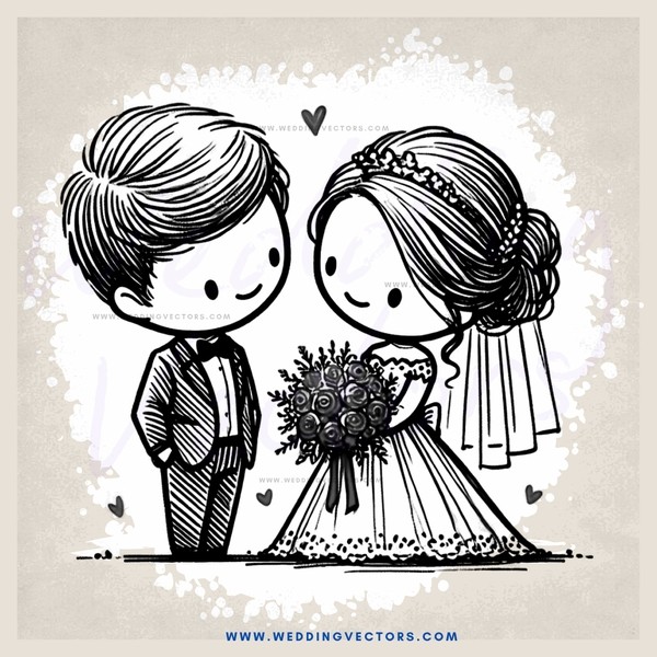 groom and bride in black and white