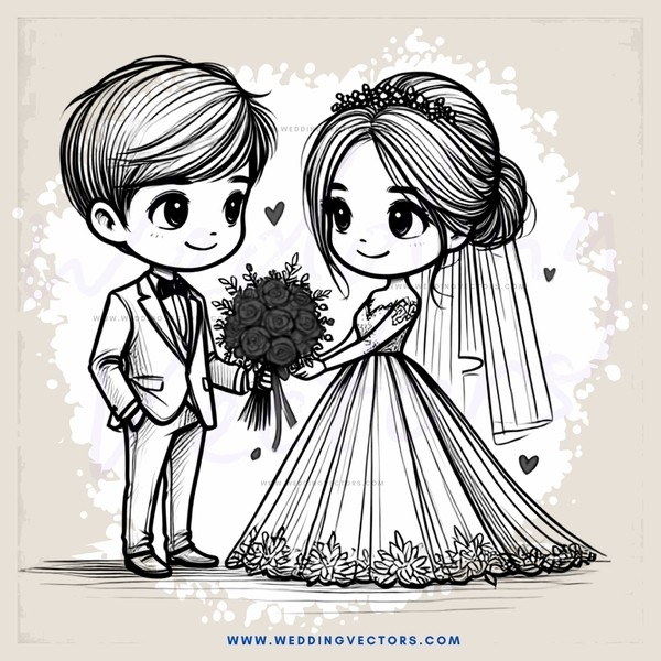 engaged couple in sketch