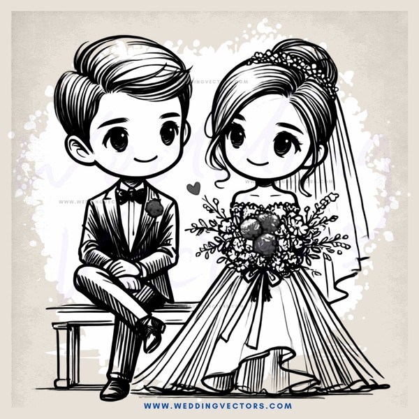 the bride and groom in profile