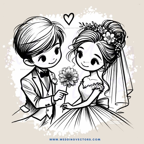 a boy and girl holding flowers