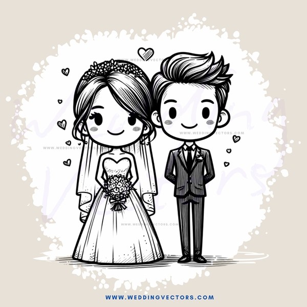 a bride and groom standing together