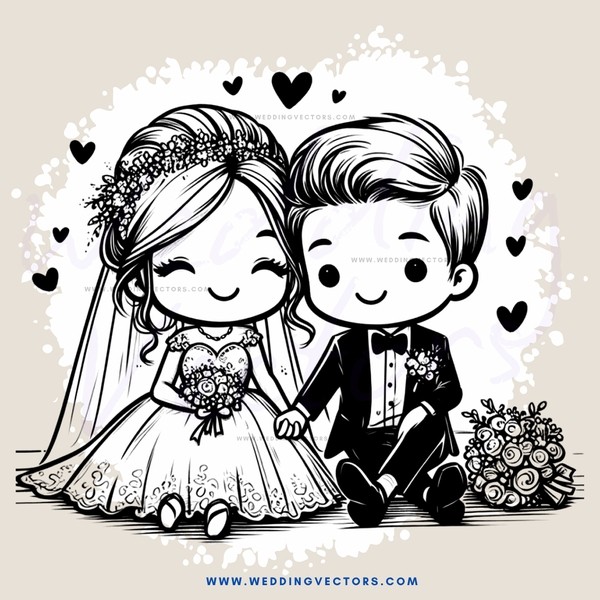 wedding animation with bride and groom