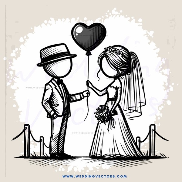 a bride and groom releasing balloons on their wedding day