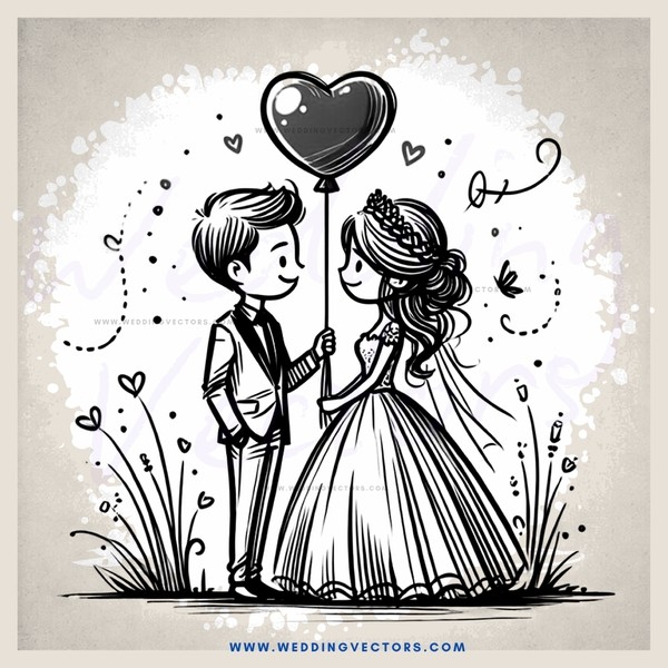 love story with heart and butterfly symbols