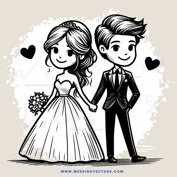 the bride and groom in love