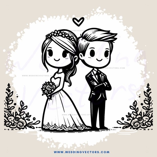 an engaged couple holding flowers and standing next to each other