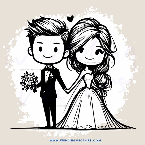 bride and groom holding flowers