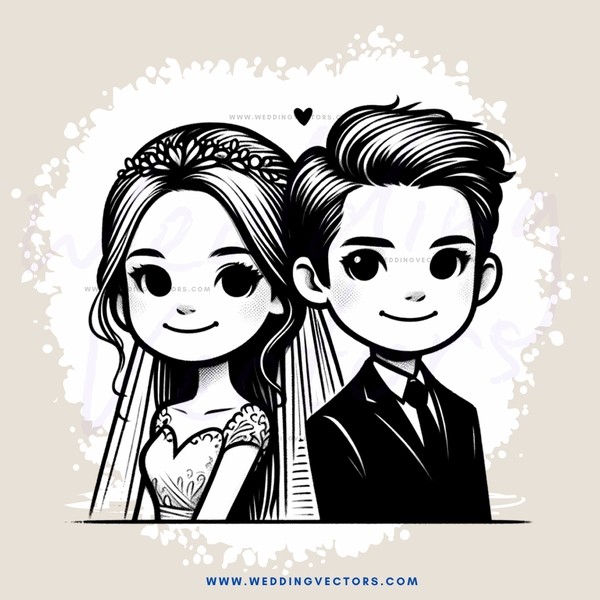 bride and groom cartoon