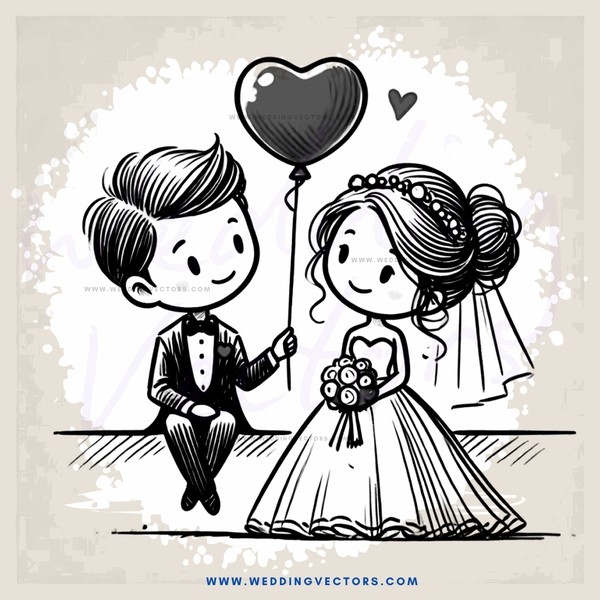 a bride and groom in black and white