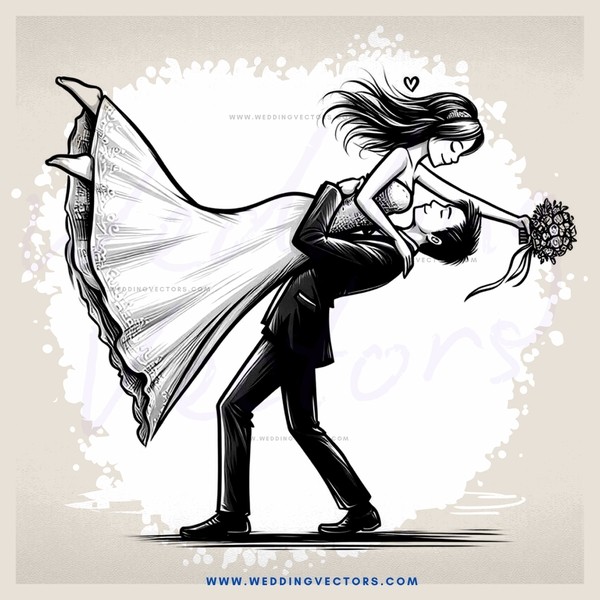 a couple dancing in black and white