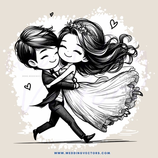 a bride and groom running together