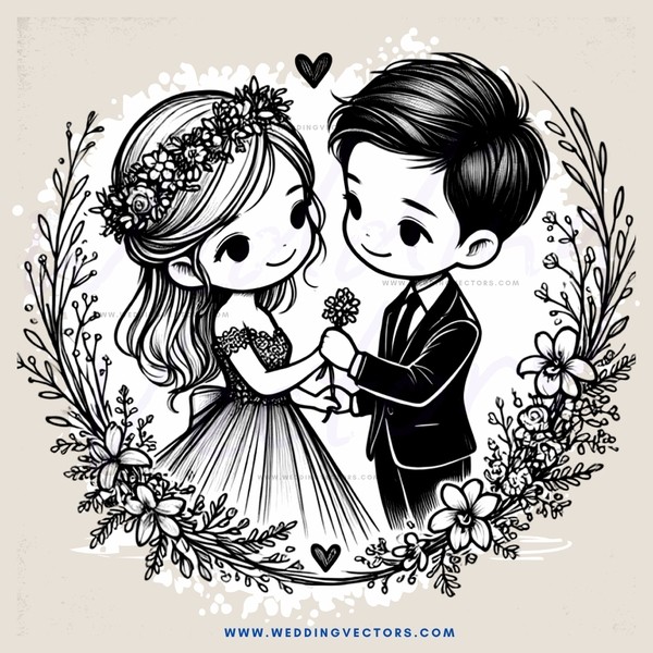 a couple holding hands and flowers