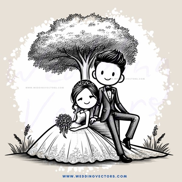 a romantic wedding scene in black and white