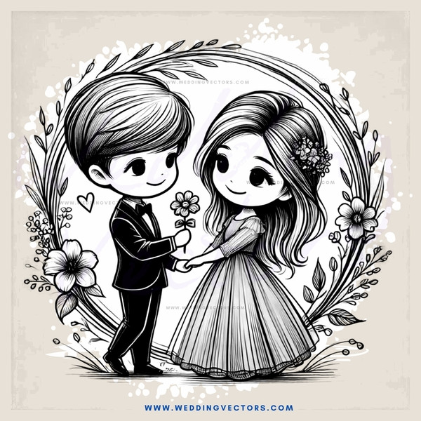 a wedding picture with flowers