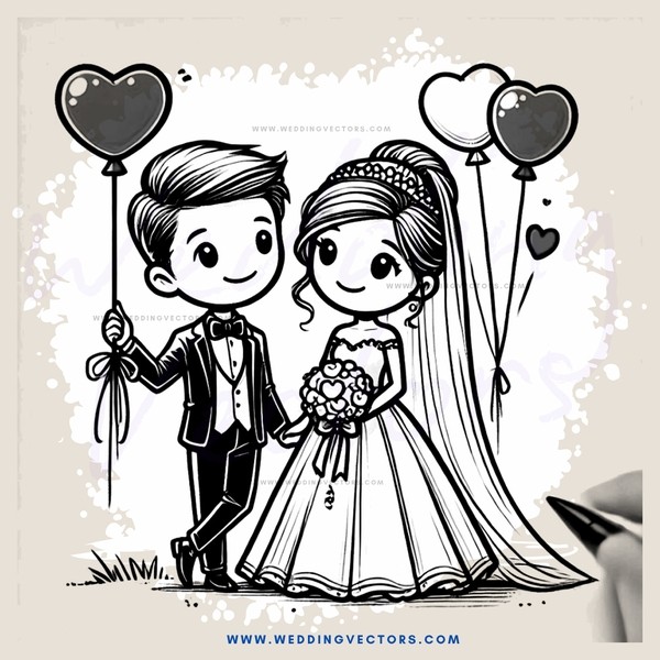 a cartoon wedding scene