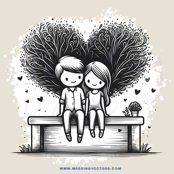 a couple sitting on a bench with flowers in front of them