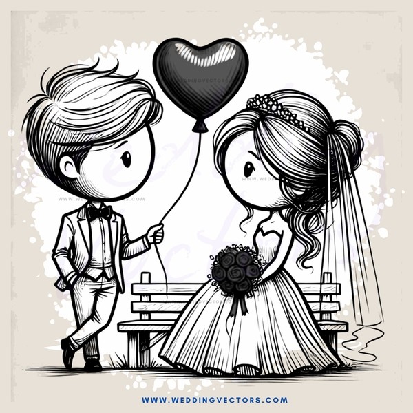 a boy and girl on a bench with a heart balloon