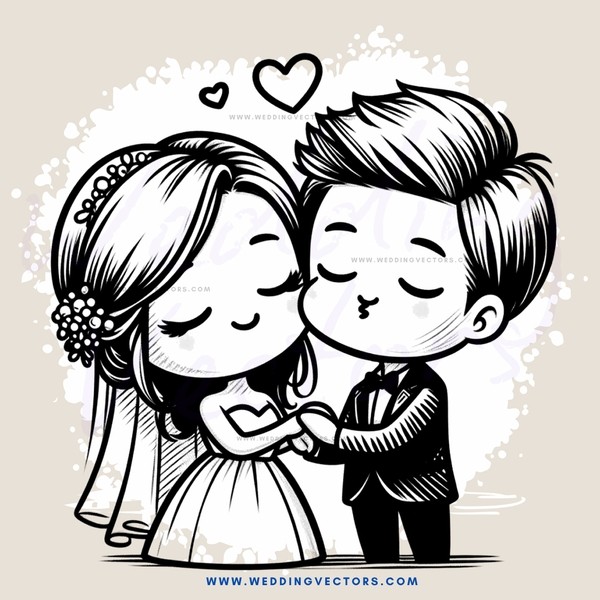 a bride and groom kissing in black and white
